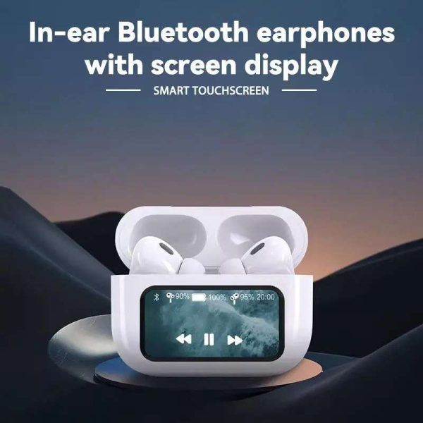 A9 Pro Wireless Earbuds with ANC - Matte Black LED Display Earphones