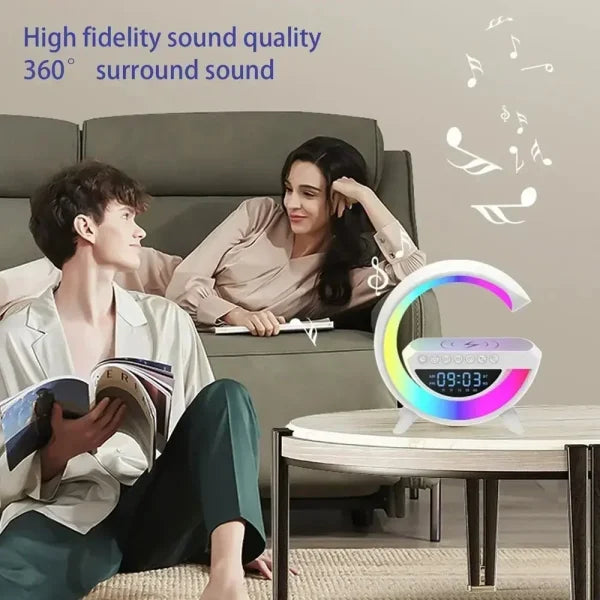 3-in-1 Wireless Charger Speaker with LED Lights & Alarm