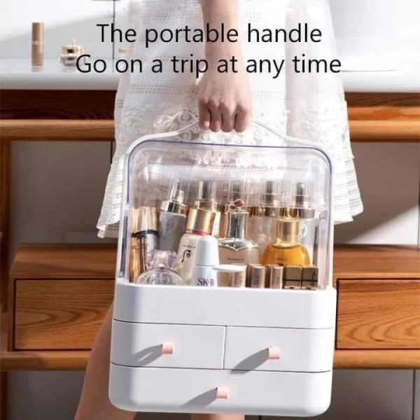 Portable Makeup Organizer with Built-in Drawers - Space-Saving Cosmetic Storage Box