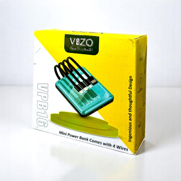 Vizo VPB16 - 10,000mAh Compact Power Bank with Built-in Cables