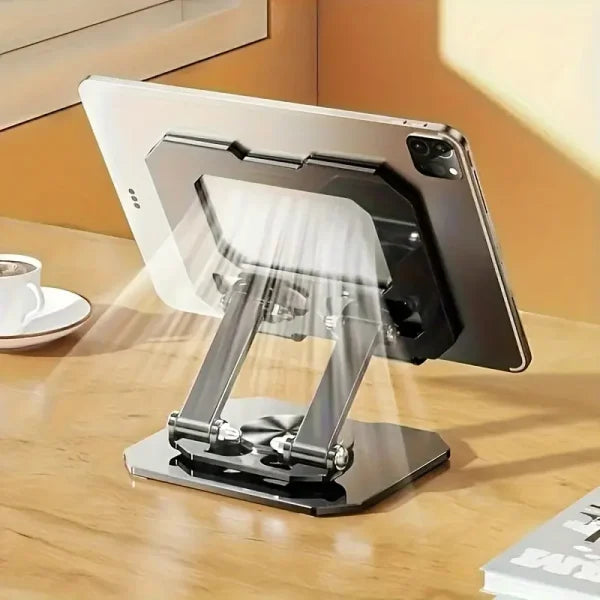360° Rotating Metal Tablet & Mobile Stand – Adjustable Foldable Portable Desk Mount