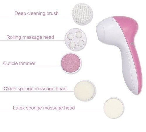 5-in-1 Facial Electric Cleanser & Massager - Waterproof Rotating Cleansing System with Dual Speed