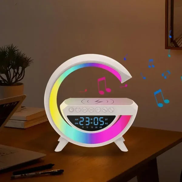 3-in-1 Wireless Charger Speaker with LED Lights & Alarm