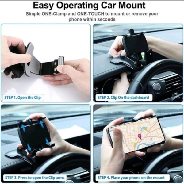 Universal Car Phone Holder 360° Rotation - Multi-Mount Dashboard Phone Bracket for 4-7 Inch Phones