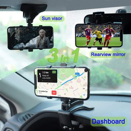Universal Car Phone Holder 360° Rotation - Multi-Mount Dashboard Phone Bracket for 4-7 Inch Phones