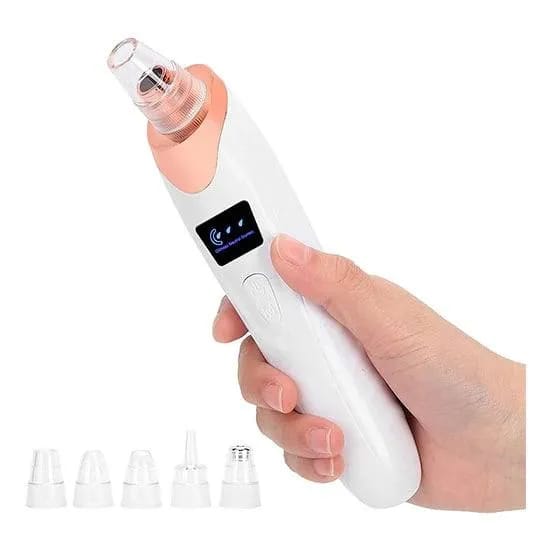USB Rechargeable Blackhead Remover with LED Light - 4 Suction Heads & 3 Adjustable Levels