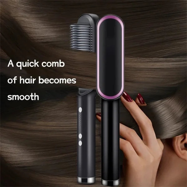 HQT-909B Electric Hair Straightening & Curling Comb - 2-in-1 Professional Hair Styler