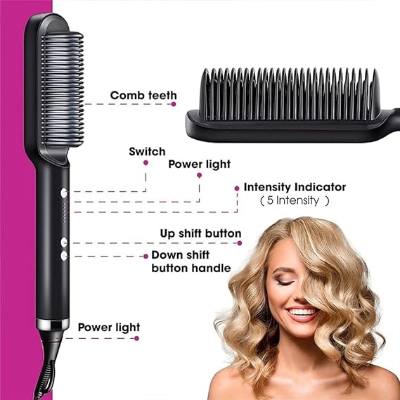 HQT-909B Electric Hair Straightening & Curling Comb - 2-in-1 Professional Hair Styler