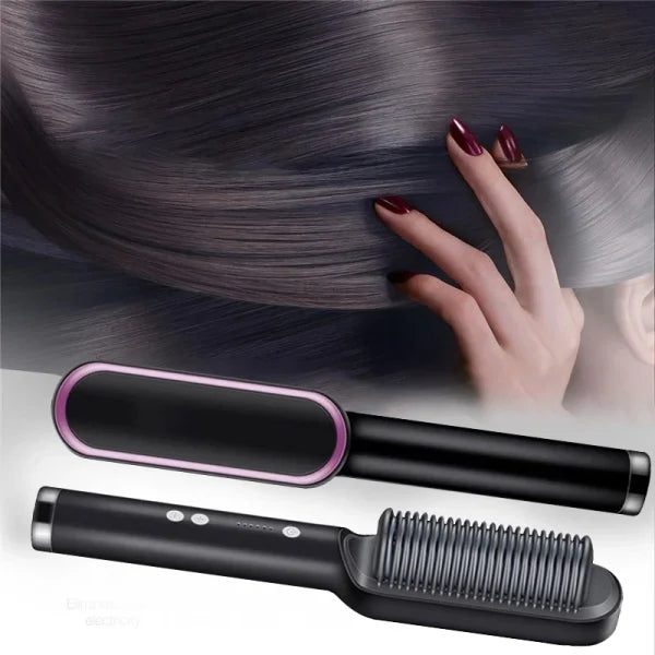 HQT-909B Electric Hair Straightening & Curling Comb - 2-in-1 Professional Hair Styler