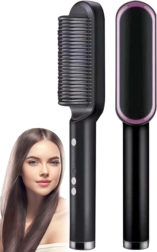HQT-909B Electric Hair Straightening & Curling Comb - 2-in-1 Professional Hair Styler