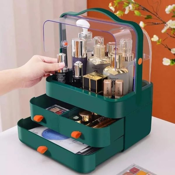 Portable Makeup Organizer with Built-in Drawers - Space-Saving Cosmetic Storage Box
