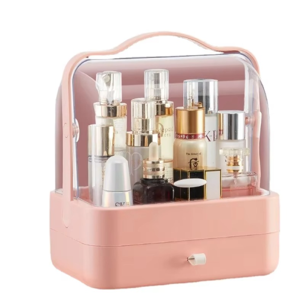 Portable Makeup Organizer with Built-in Drawers - Space-Saving Cosmetic Storage Box