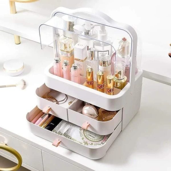 Portable Makeup Organizer with Built-in Drawers - Space-Saving Cosmetic Storage Box
