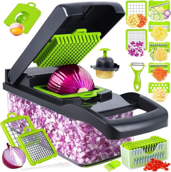 "16-in-1 Vegetable Slicer & Chopper with Basket" ✅