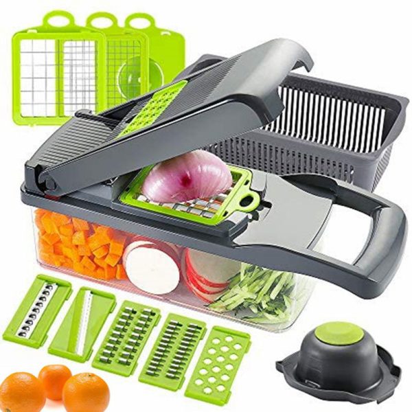 "16-in-1 Vegetable Slicer & Chopper with Basket" ✅