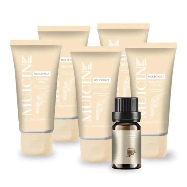 Rice Extract Light & Bright Facial Kit - 6 Steps Purity & Balance Skincare Set for All Skin Types