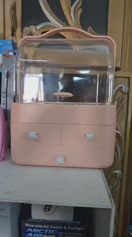Portable Makeup Organizer with Built-in Drawers - Space-Saving Cosmetic Storage Box