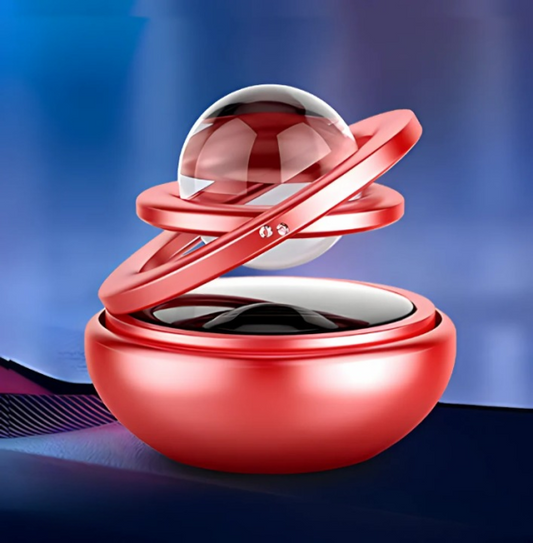 Solar Car Air Freshener Rotating Double-Ring - Levitating Dashboard Decor with Sea Scent (Random Color)