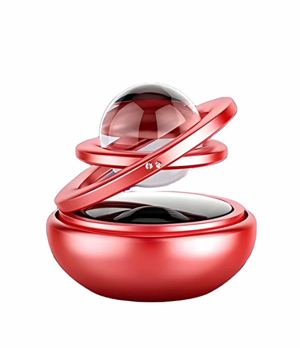 Solar Car Air Freshener Rotating Double-Ring - Levitating Dashboard Decor with Sea Scent (Random Color)