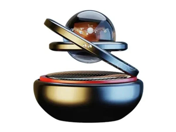 Solar Car Air Freshener Rotating Double-Ring - Levitating Dashboard Decor with Sea Scent (Random Color)