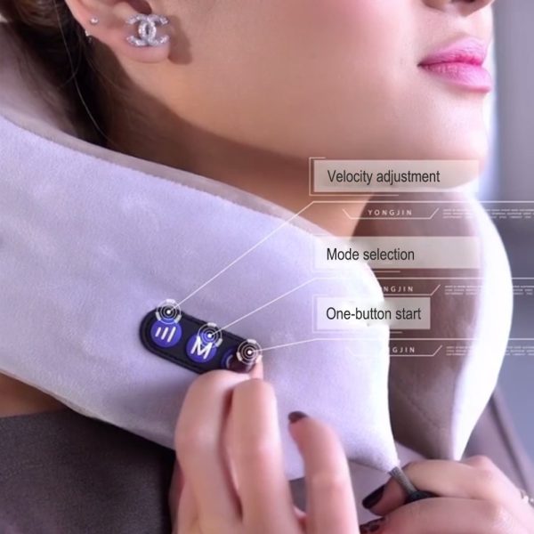 USB Charging Massage U-Shaped Pillow - Electric Neck & Shoulder Massager with Heat Therapy