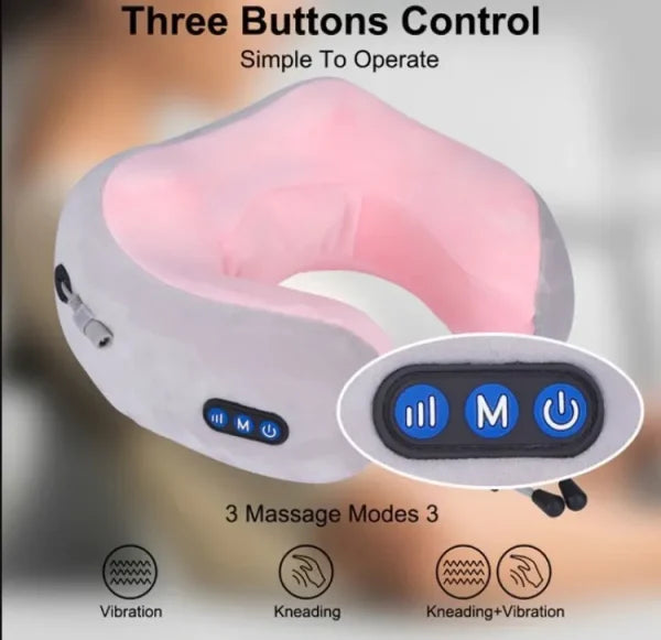 USB Charging Massage U-Shaped Pillow - Electric Neck & Shoulder Massager with Heat Therapy