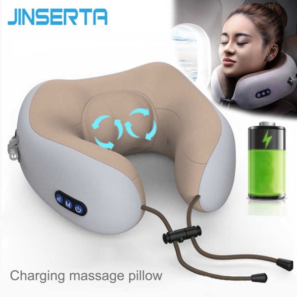 USB Charging Massage U-Shaped Pillow - Electric Neck & Shoulder Massager with Heat Therapy