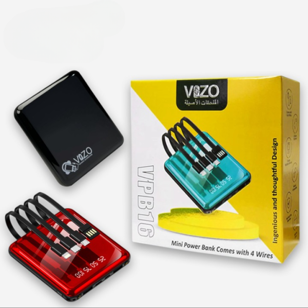 Vizo VPB16 - 10,000mAh Compact Power Bank with Built-in Cables